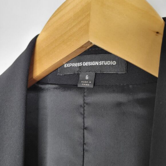 EXPRESS DESIGN STUDIO Black Tuxedo Vest Size 6 Y2K Indie Office 00s Sleeveless - Picture 10 of 11